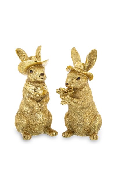 Artpol Figurină iepure cu pălărie aurie 21 cm decorațiune de Paște