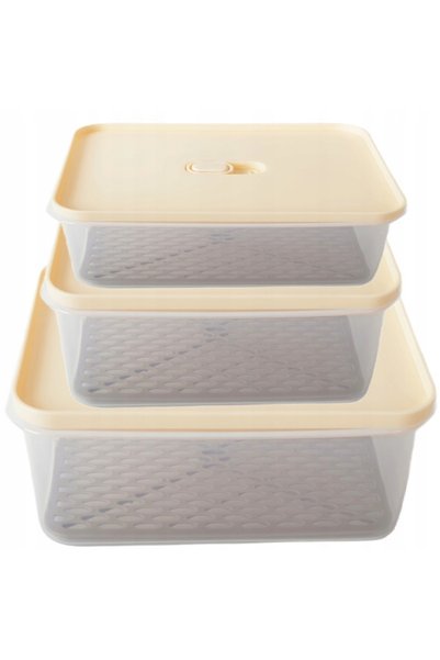 MG HOME SET 3 PIESE: CUTII RECHETANGULARE PENTRU ALIMENTE CU BAZĂ, 4.4/2/1 L