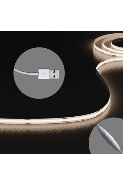 Generic COB LED Strip Lights with 3Key Memory Dimmer, USB 2M/6.6FT Ultra Brig...