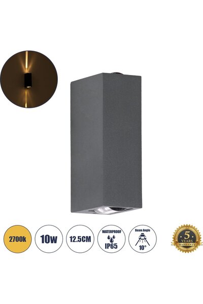 GloboStar® GloboStar Linor Μοντέρνο Φωτιστικό Τοίχου - Απλίκα LED 10W 1000lm ...