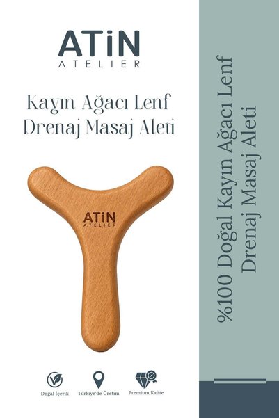 Lenf Drenaj Masaj Aleti Ahşap Y Model Yüz ve Vücut Masaj Aparatı %100 Doğal Kayın Ağacı