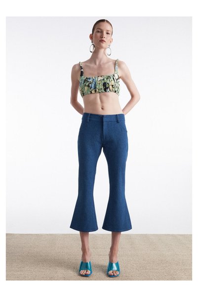 NADIA RAPTI Saltwater Denim Capri Παντελόνι Μπλε - S