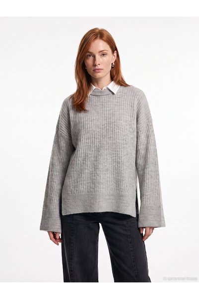 Dilvin 10900 Wool Blend Crew Neck Knit Sweater