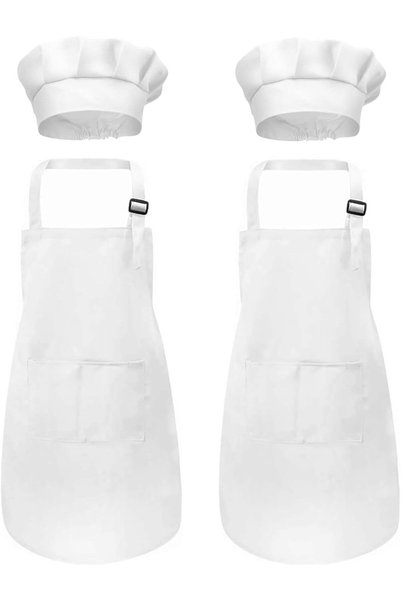 Generic 2 Pieces Kids Apron and Chef Hat Set, Adjustable Child Aprons with 2 ...