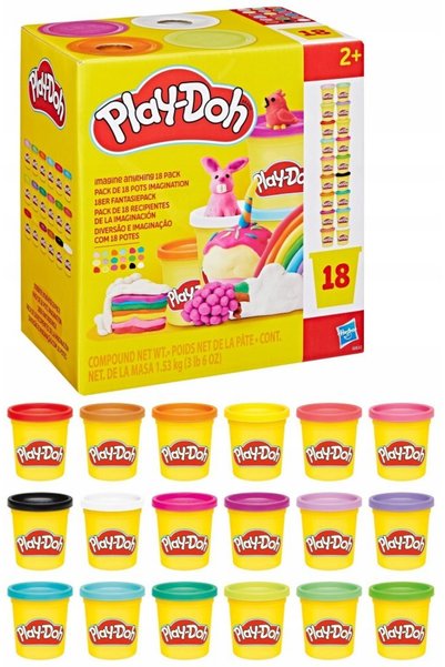 Play Doh CIASTOLINA set de 18 recipiente colorate pentru aluat de prăjituri, ...