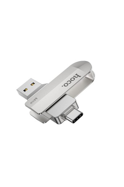 Hoco USB 3.0 Stick UD10 64GB με σύνδεση USB-A και USB-C σε ασημί χρώμα