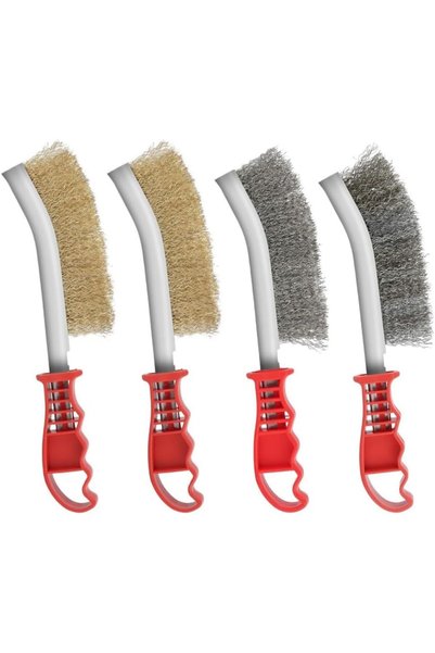 KASTWAVE Wire Brushes, 4Pcs Stainless Steel Wire Brushes, 2Colors Steel Wire ...