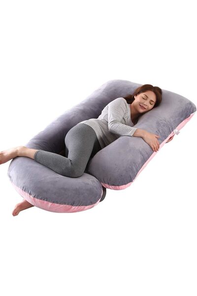 Generic وسادة الحمل على شكل حرف J - وسادة حمل على شكل حرف U لكامل الجسم مع غط...