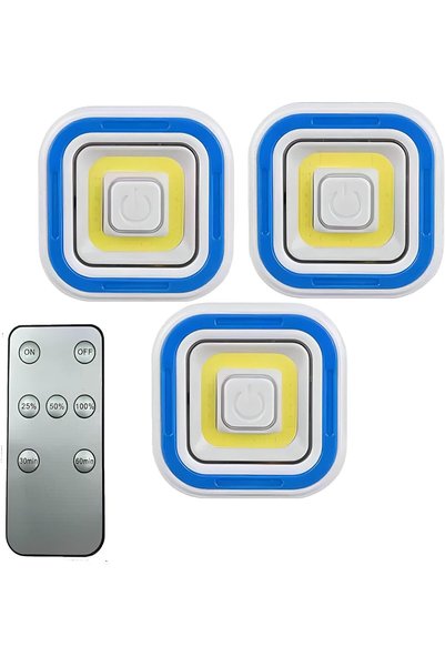 OEM Ασύρματα LED σποτάκια ντουλάπας σετ 3 τεμάχια με τηλεχειριστήριο και ρύθμ...