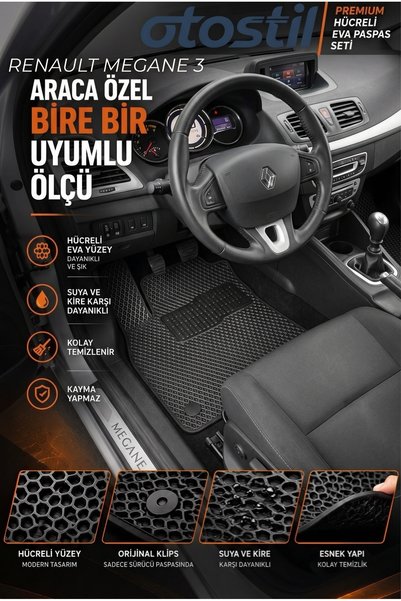 OTOSTİL RENAULT MEGANE 3 PREMİUM EVA PASPAS-SİYAH