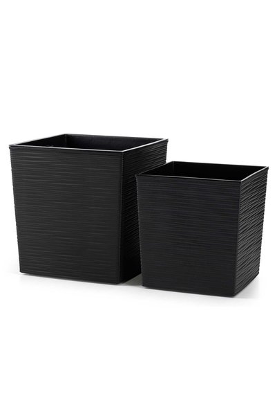 HowHomely Set de ghivece pentru plante DONICZKA CZARNA DŁUTO pătrate moderne ...