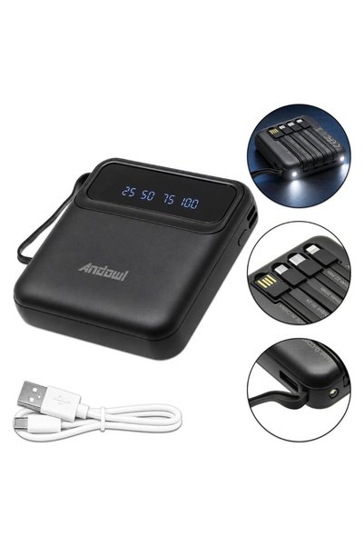 OEM Power Bank 6800mAh 10W με θύρες USB-A/Micro USB/Type-C, ενσωματωμένα καλώ...