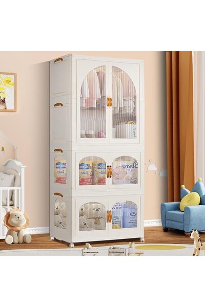 Generic Portable Kids Closet, Children's Wardrobe Collapsible Plastic Wardrob...