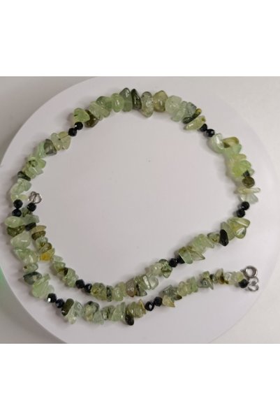 Generic Brand Colier pietre naturale prehnit și spinel negru