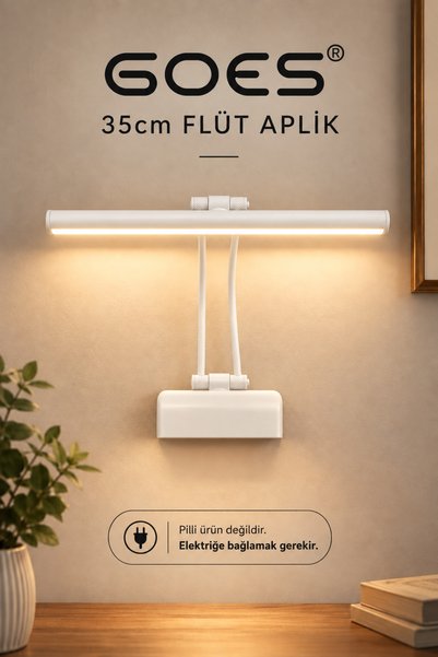 Goes 35cm Dekoratif 220V Flüt Led Aplik Banyo Tablo Çalışma Masası 3200K Günı...