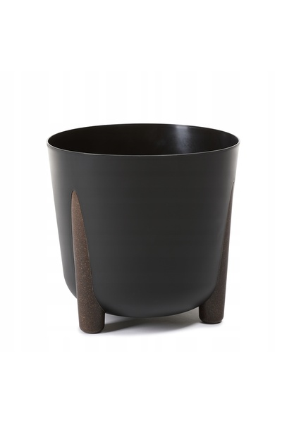 LAMELA BAG Ghiveci rotund mare, imitație beton negru, pe picioare, pentru liv...