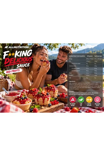 SFD AllNutrition Sos Super Delicios, Fructe Roșii, Fără Zahăr Adăugat, 280 g