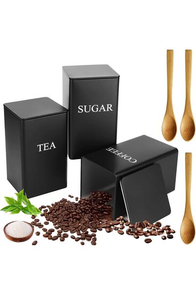 Generic 3 قطع من أوعية التخزين الأنيقة، حاوية شاي كلاسيكية مع غطاء خيزران محك...