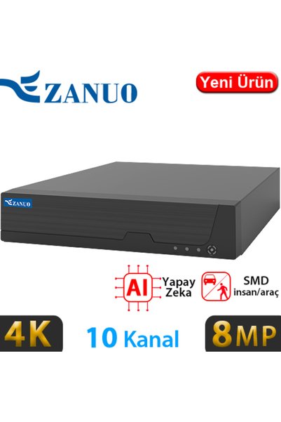 DAHUA ZN-NVR1108M 10 Kanal 1x14TB HDD Destekli 8MP Kamera Destekli 4K NVR Kayıt Cihazı
