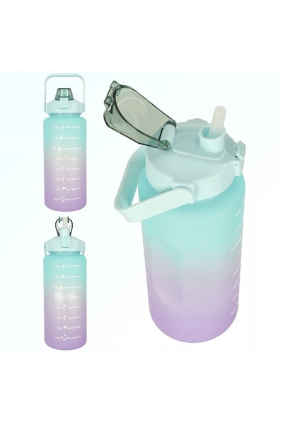 NO BRAND Bidon pentru sporturi acvatice, 2L, cu pai, din Tritan, motivațional