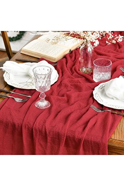 Generic Boho Peach Gauze Wedding Cheesecloth Table Runner, 30x120 Inch Season...