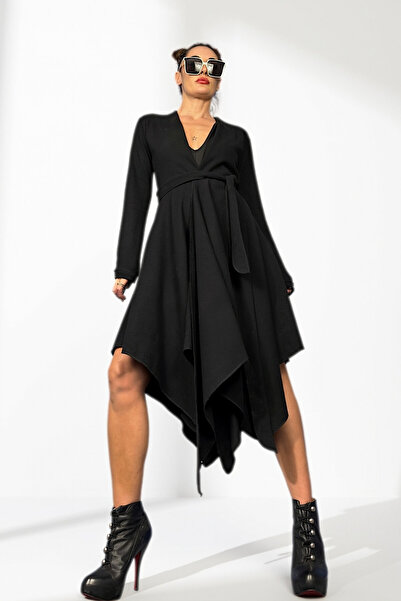 Quincey Asymmetric Black Soft Cardigan