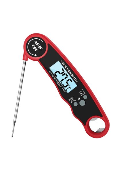 ECVV Digital Meat Thermometer for Food with LCD Magnet and Corkscrew, IPX6 Su...