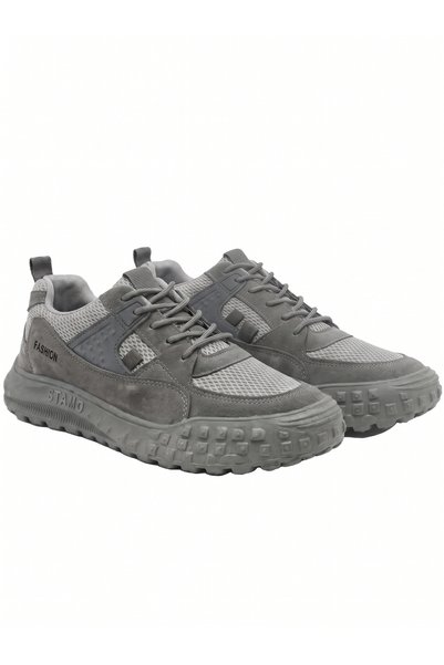 Generic Brand H&K Global Men's Fashion Chunky Sneakers - Grey Suede & Mesh At...