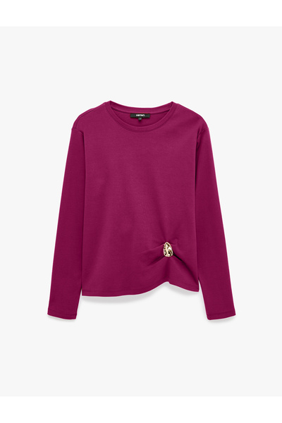 Koton Regular Fit Cotton Crew Neck Long Sleeve T-Shirt with Accessories