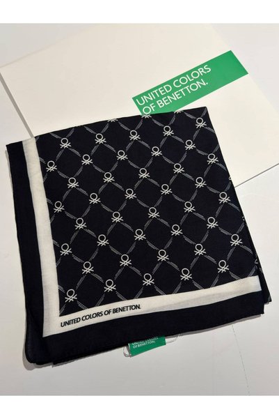 Benetton Monogram Desenli Viskon Eşarp