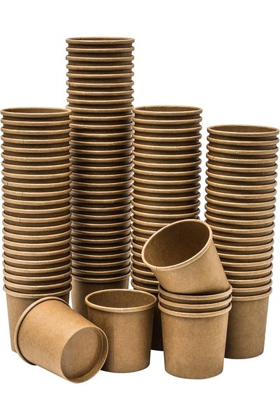 Generic أكواب ورقية للحساء والآيس كريم، 100 قطعة، أوعية ورقية للحلويات تستخدم...