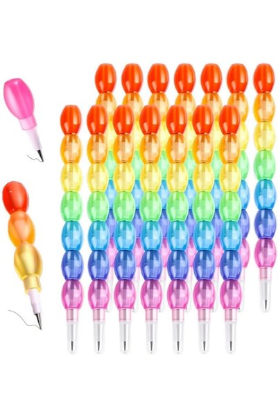 Generic 16 Pcs Stackable Bead Pencils, Multicolor Stackable Bead Pencils, 7 i...