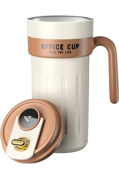 Generic كوب قهوة للسفر، سعة 650 مل، كوب ذكي معزول بجدار مزدوج مفرغ الهواء مع ...