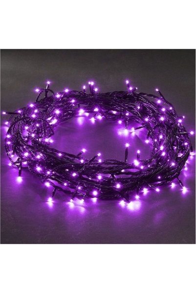 OEM Χριστουγεννιάτικα λαμπάκια 100 LED 10m με πράσινο καλώδιο και μωβ φωτισμό