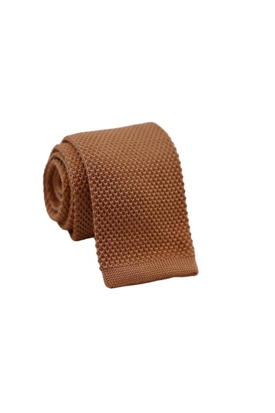 erika Μεταξωτή Πλεκτή Γραβάτα Light Brown Color 6 εκ.