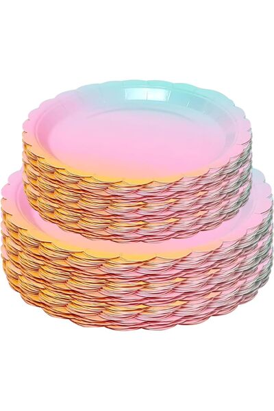 Generic 60 Pcs Disposable Paper Plate set, Eco Friendly Plates 9 Inch & 7 inc...