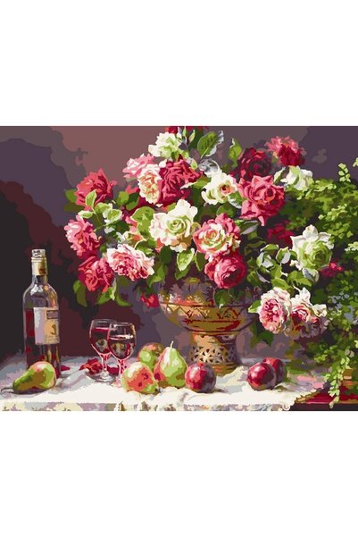 Generic لوحة رسم بالأرقام DIY على شكل وردة، للبالغين والأطفال، لوحة رسم بالأر...