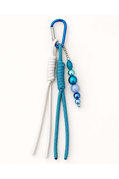 Kumru Studio Turquoise Blue - White Bead Detailed Bag Charm