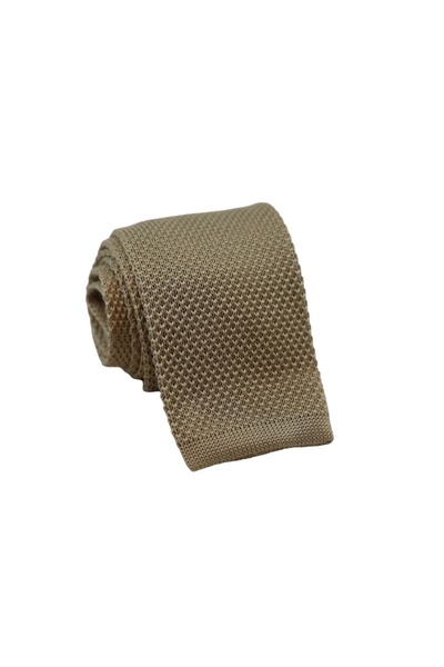 erika Μεταξωτή Πλεκτή Γραβάτα Light Beige Color 6 εκ.