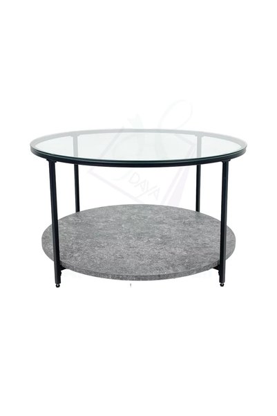Generic طاولة وسطية بتصميم فاخر وبسطح زجاج ــ رمادي ــ 80x46 سم