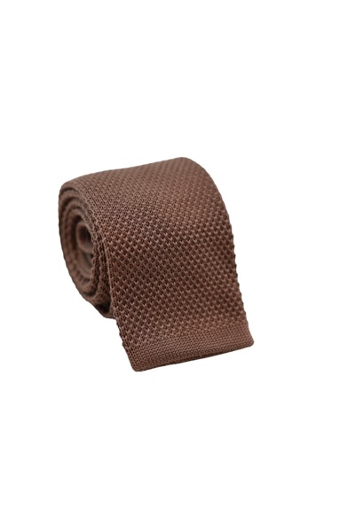 erika Μεταξωτή Πλεκτή Γραβάτα Chocolate Color 6 εκ.