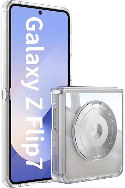Noor Spark جراب شفاف كريستالي لموبايل سامسونج جالاكسي Z فليب 7 2025، متوافق م...