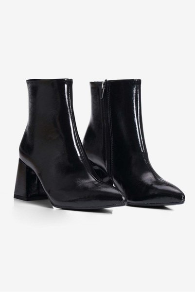Mubiano Women's Boots with Removable Heel 2-in-1 Pointed Toe Thick Heel Zippered Vesper Black