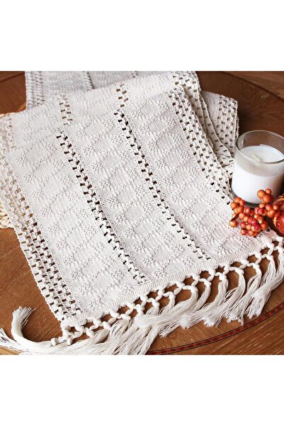Generic Boho Table Runner with Tassels Home Decor, Farmhouse Rustic Cotton an...