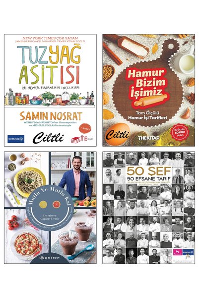 The Kitap Tuz Yağ Asit Isı İyi Yemek Pişirmenin İncelikleri + Hamur Bizim İşimiz Tam Ölçülü Hamur İşi Tarifleri + 50 Şef 50 Efsane Tarif + Mutlu Ye Mutlu Kal Çağatay Demir 4lü Gastronomi Yemek Aşçılık Kitapları