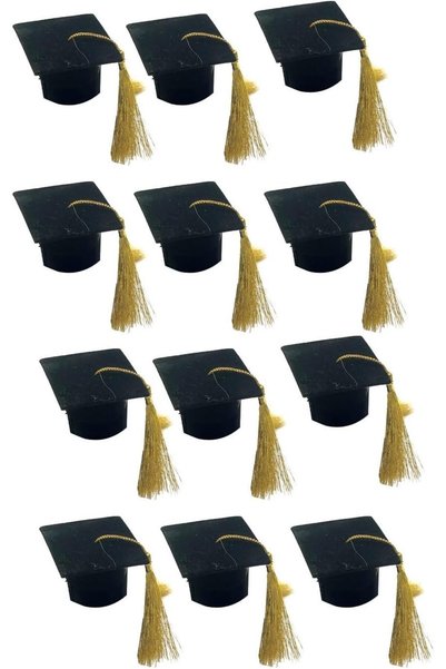 Generic 12-Piece Graduation Cap Set with Gold Tassel for Small Graduation Par...