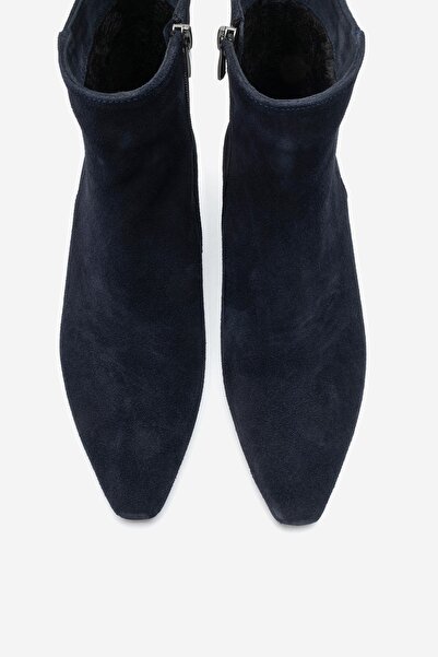 LuviShoes MAROBY Cizme de damă din piele naturală, albastru marin, cu toc gros