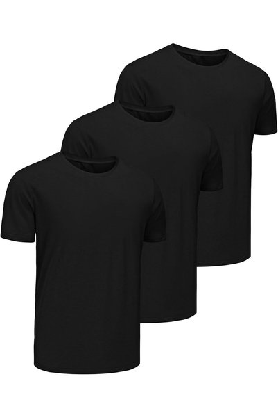 Generic Men's T shirt Short Sleeve Cotton Crew Neck 3 Pack Plain Basic T-shir...
