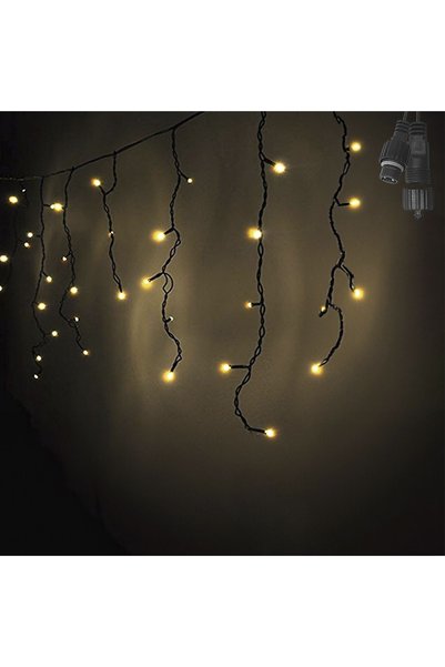 OEM Χριστουγεννιάτικα 100 λαμπάκια LED βροχή λευκό θερμό με επέκταση και 8 πρ...