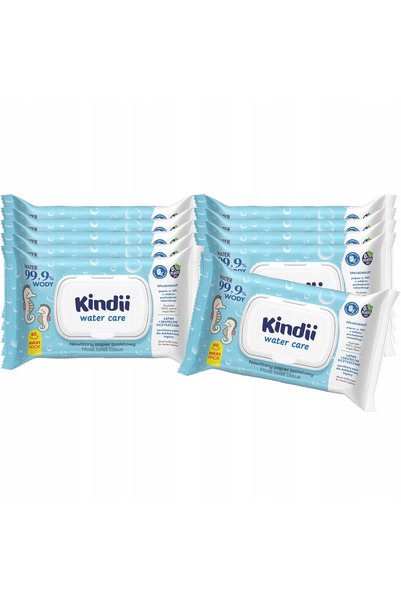 Kindii Șervețele umede Water Care pentru copii 99,9% apă 10x60 bucăți